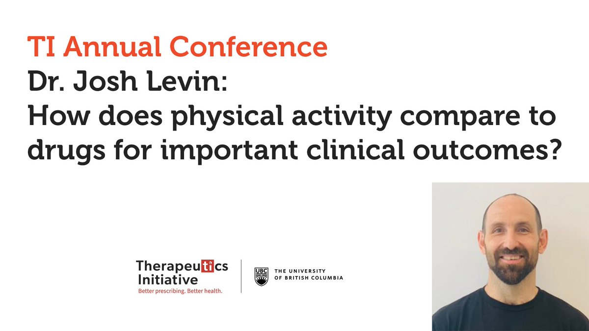 🚨 TI #BestEvidence webinar:

Dr. Josh Levin compares #PhysicalActivity to drugs for important clinical outcomes
ti.ubc.ca/drugevidence24

#DrugEvidence24 #exercise #MedEd