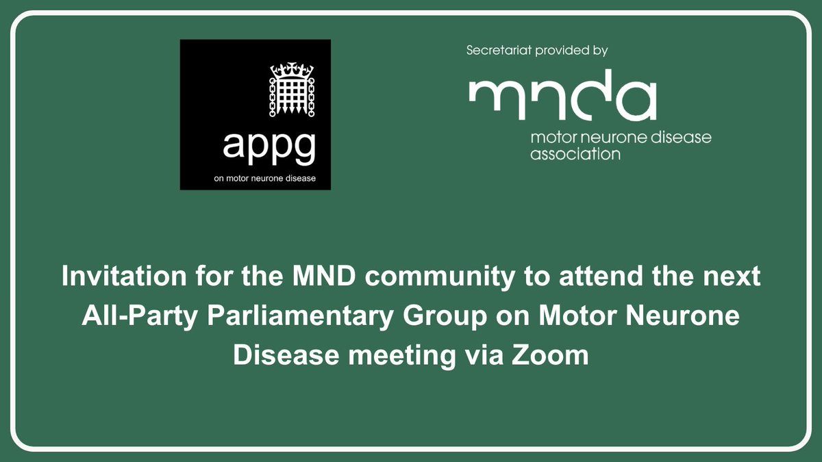 lan Byrne MP (@ianbyrnemp) on Twitter photo The next meeting of the <a href="/APPGonMND/">APPG on Motor Neurone Disease</a> will take place on 1st April and will focus on the clinical trials process.
As Chair of the group, I'd like to invite people living with or affected by #MND to join the meeting via Zoom please RSVP via mndappg@mndassociation.org. The next meeting of the <a href="/APPGonMND/">APPG on Motor Neurone Disease</a> will take place on 1st April and will focus on the clinical trials process.
As Chair of the group, I'd like to invite people living with or affected by #MND to join the meeting via Zoom please RSVP via mndappg@mndassociation.org.