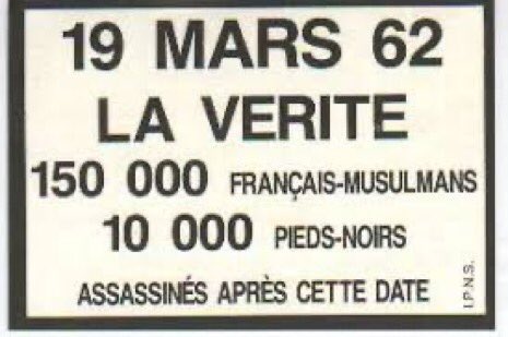 PatrickAUZOU's tweet image. Triste anniversaire des accords d’#Evian du #19Mars1962 . Après ces accords de cessez-le-feu des dizaines de milliers d’Européens &amp;amp; de harkis furent tués, émasculés, égorgés par les terroristes assassins du #FLN .  
#19mars1962 = jour de deuil pour les #piedsnoirs  et les