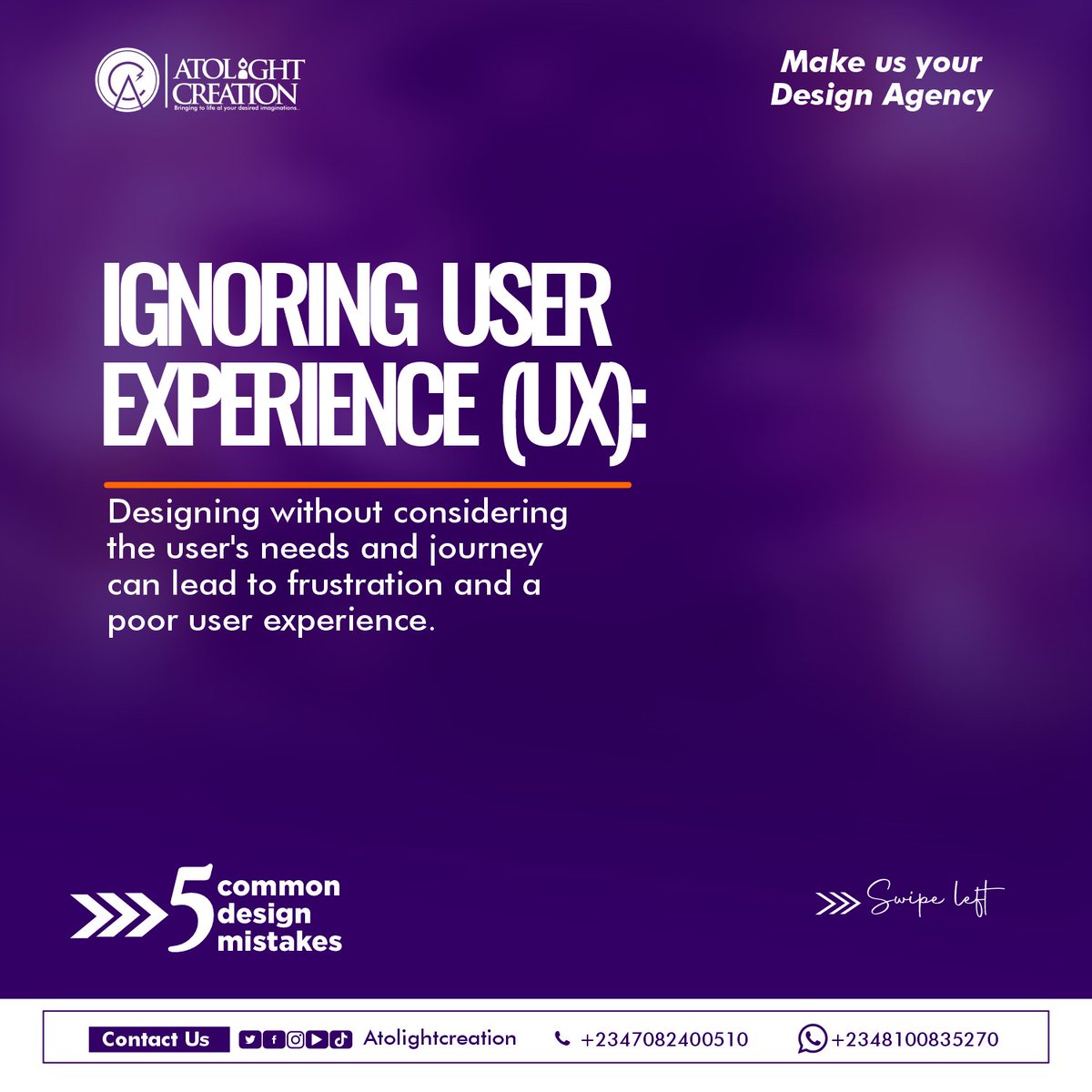 AtolayeD's tweet photo. 🚨 STOP making these common design mistakes! 🚨
Want your designs to stand out? Avoid these pitfalls
Which one are you guilty of? 
#graphics #5mistakes https://t.co/1tetovGRRG