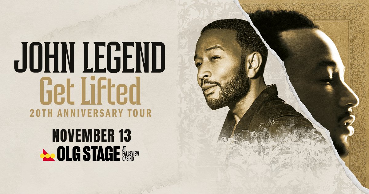 JUST ANNOUNCED! John Legend and his band are coming to the OLG Stage at Fallsview Casino for the Get Lifted 20th Anniversary Tour on November 13 – performing all your favourites! Tickets go on sale on March 28, at 10:00am

Exclusive ticket access for Momentum cardholders – secure