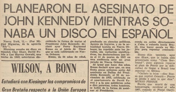"Planearon el asesinato de JFK mientras sonaba un disco en español"

1969