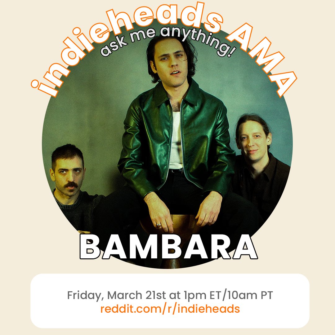 ‼️ JUST ANNOUNCED
❤️‍🔥 AMA w/ BAMBARA (<a href="/BambaraBand/">Bambara</a>)
🗓️ Friday, March 21st @ 1pm ET/10am PT
🔎 More info: redd.it/1jf0fmv
