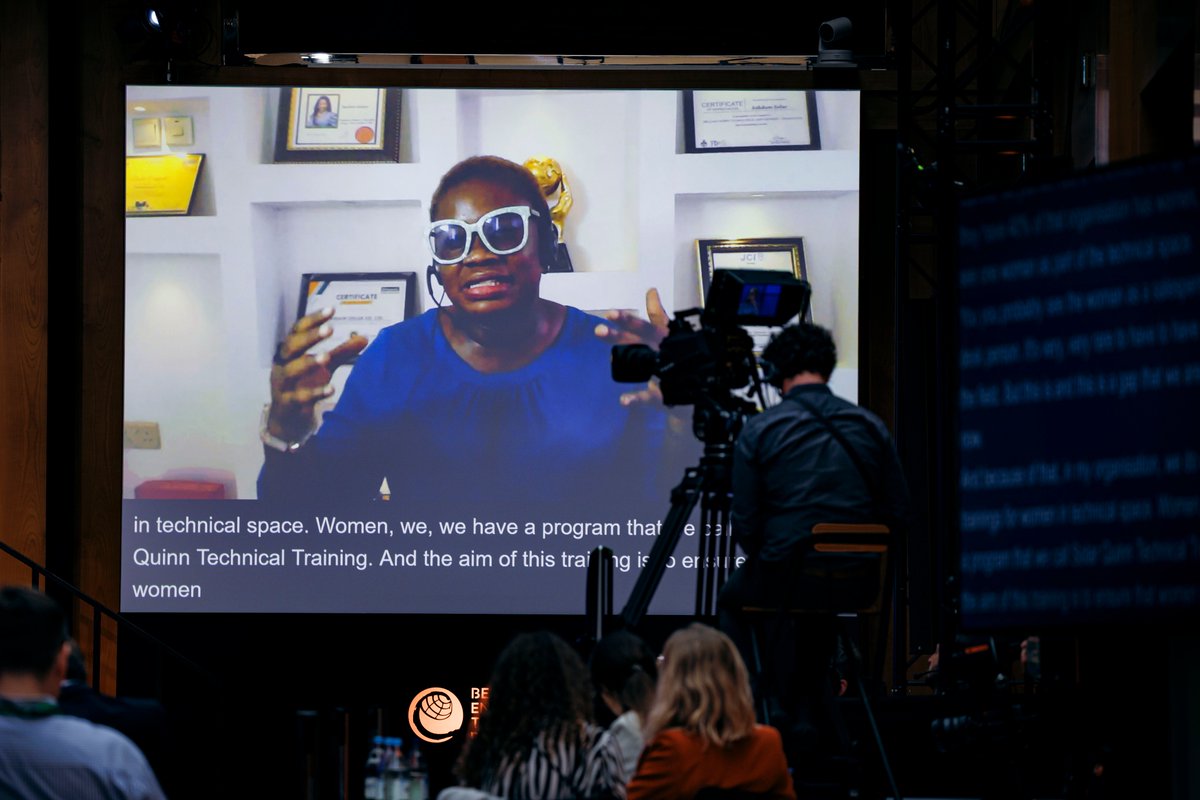 "When women are at the table a lot of things change." Damilola Asaleye <a href="/solar_queen01/">Damilola Asaleye</a>, <a href="/ashdamsolar/">Ashdam Solar Co Ltd</a> <a href="/REANigeria/">Renewable Energy Association of Nigeria (REAN)</a> at #betd25