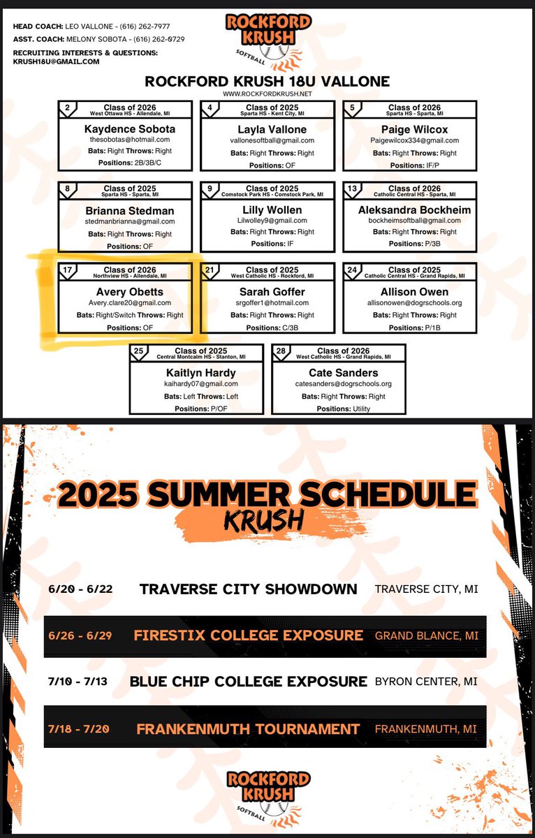 averyobetts's tweet photo. 2025 Summer Tournaments! https://t.co/YJvTl73IMm