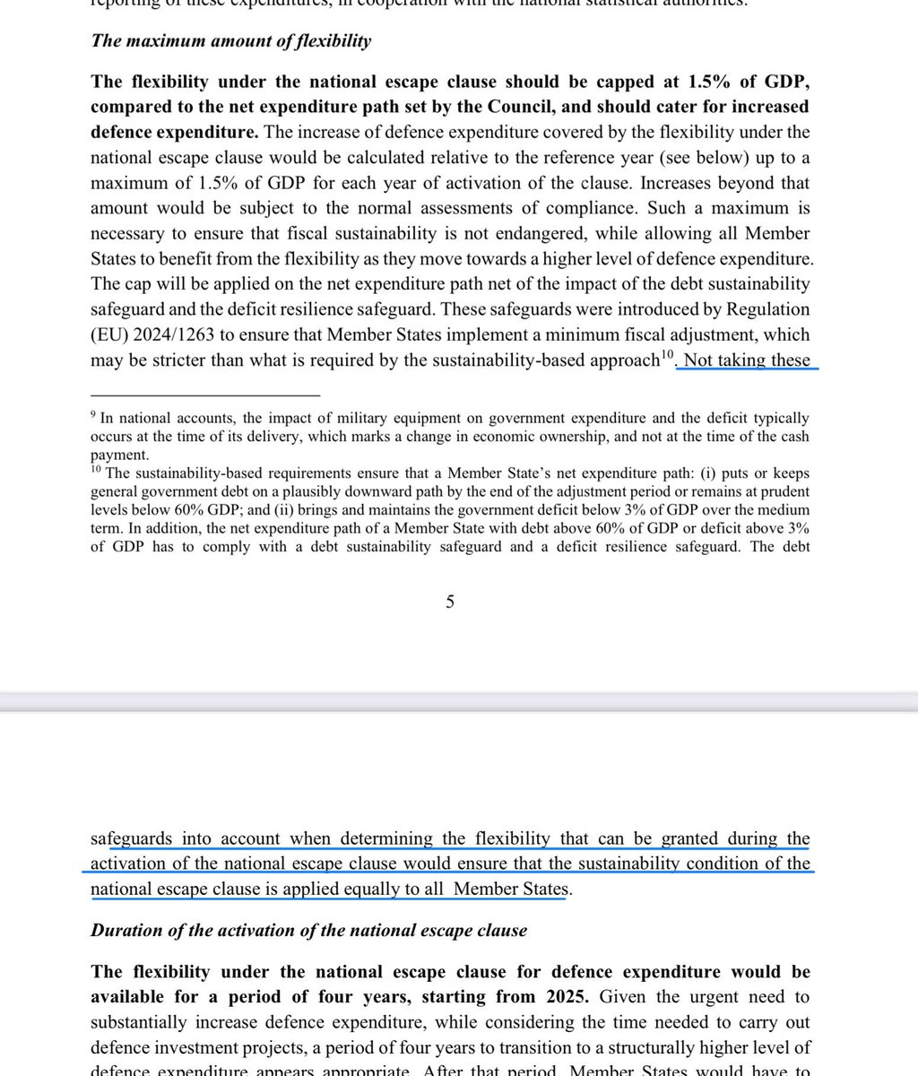 Philippa Sigl-Glöckner (@philippasigl) on Twitter photo News on the EU fiscal rules!
The <a href="/EU_Commission/">European Commission</a> proposes the coordinated activation of the national escape clause to allow:
- Max increase in defence spending of 1,5% of GDP
- Baseline: 2021
- 4 years, starting 2025
- No safeguards! (key for GER)👇
defence-industry-space.ec.europa.eu/document/downl… /1 News on the EU fiscal rules!
The <a href="/EU_Commission/">European Commission</a> proposes the coordinated activation of the national escape clause to allow:
- Max increase in defence spending of 1,5% of GDP
- Baseline: 2021
- 4 years, starting 2025
- No safeguards! (key for GER)👇
defence-industry-space.ec.europa.eu/document/downl… /1
