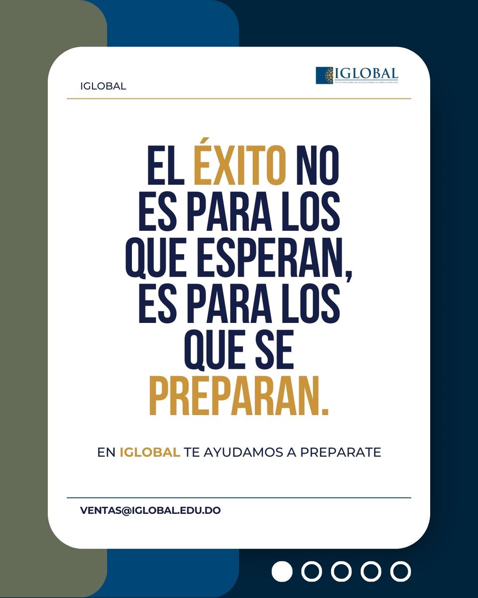 ✨ El éxito no es cuestión de suerte, es cuestión de preparación. ✨ En IGLOBAL te brindamos las herramientas para que alcances tus metas con confianza y determinación. 🚀📚

🔹 ¿Listo para prepararte para el futuro? Escríbenos al 849-294-5693

#IGLOBAL #Éxito #Preparación