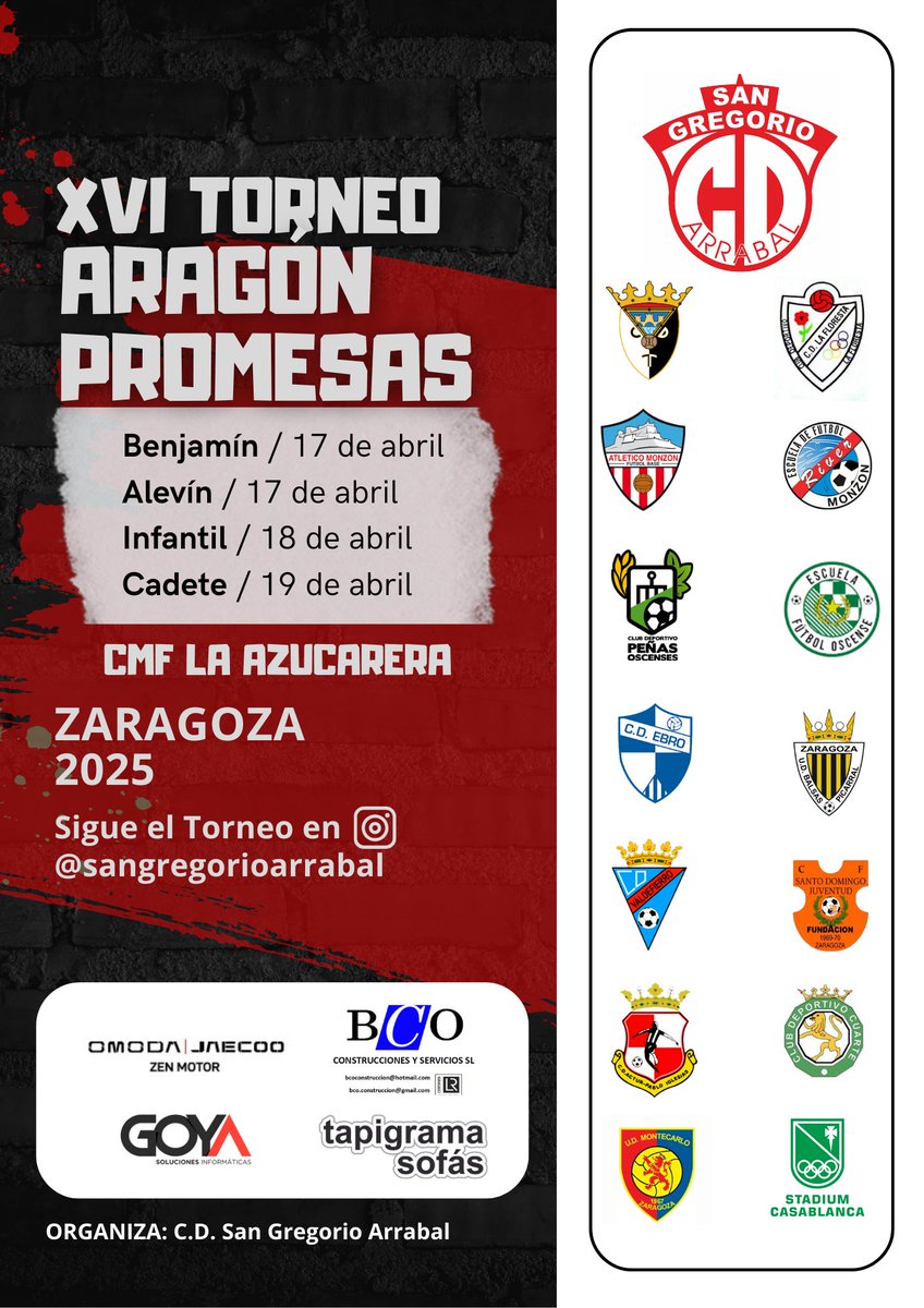El Torneo ARAGÓN PROMESAS vuelve con fuerza: 15 clubes se darán cita en la XVI edición sangregorioarrabal.com/el-torneo-arag…