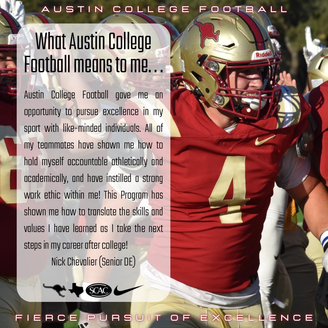 The Austin College Football Campaign 2025 continues!🦘🦘🦘

Your donations will not only help enhance the student-athlete experience but ensure the future success of our team!!
#FPE #RSP #RooNation

mx.technolutions.net/ss/c/u001.jxaZ…