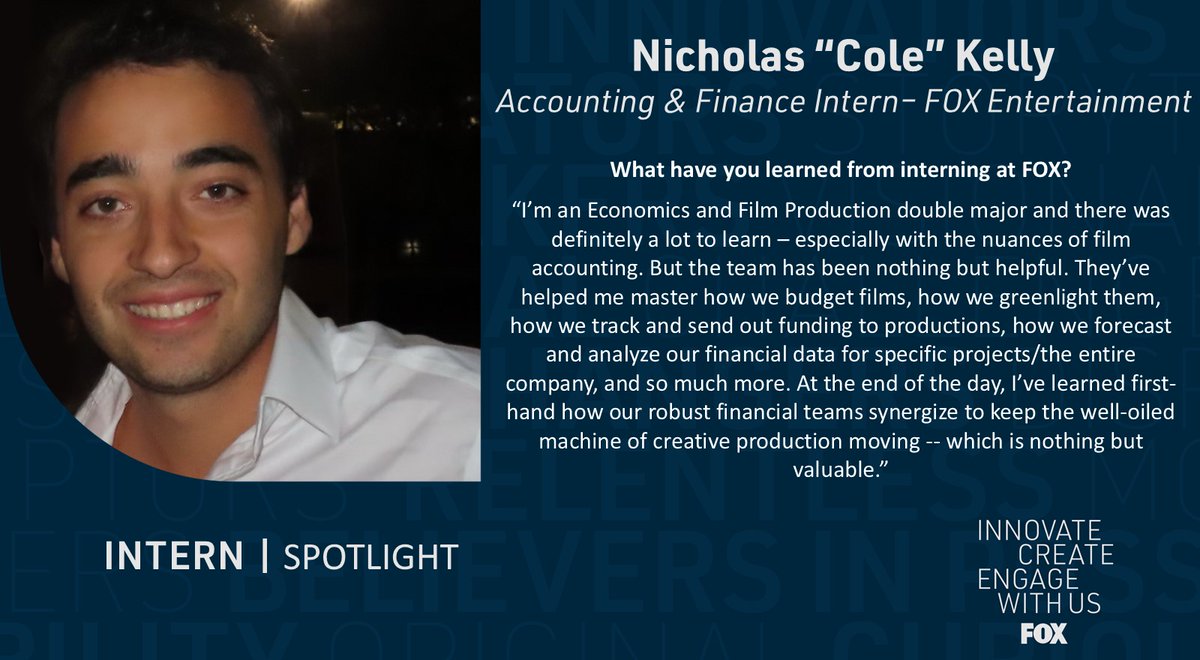 FoxCareers's tweet photo. 🌺 Spring 2025 #internspotlight: Cole Kelly! Cole joins us from @LoyolaMarymount as an Accounting & Finance Intern for FOX Entertainment
"I've learned so much here at FOX. I'm learning every day and there's still a lot to go."
More about his #internshp experience 🔽 https://t.co/pkvFSVpafM