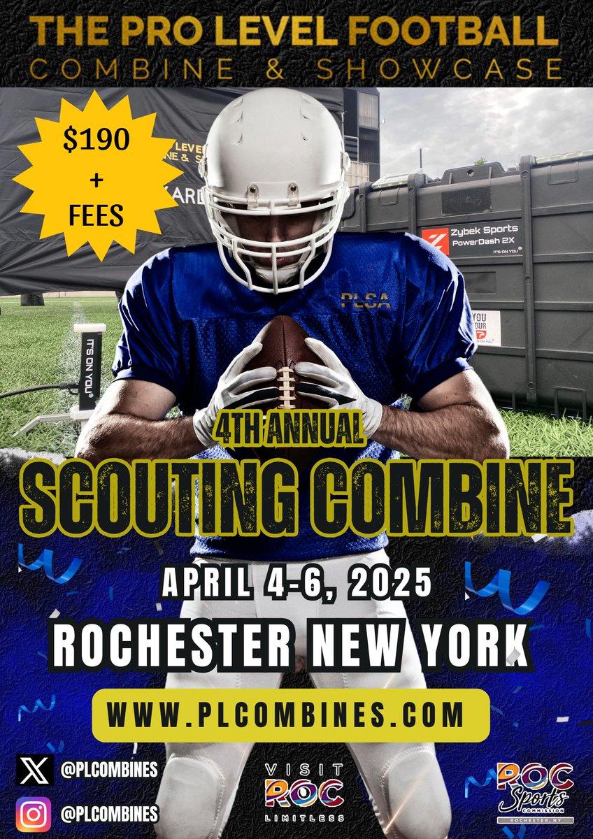 PLCombines's tweet photo. ‼️There's still time to get LOCK'D IN 🔐
✅️ #ProScouts
✅️ #VerifiedResults
✅️ #Zybek Testing Equipment
✅️ Results Sent To #NFL, #CFL, #UFL, #IFL & More
💲 Only $190
🚨Perfect Opportunity For D1, D2, D3, NAIA & FAs
https://t.co/zDPYUUXEMg
#NFLDraft #ProDay #Football https://t.co/JG7cuLNWVn