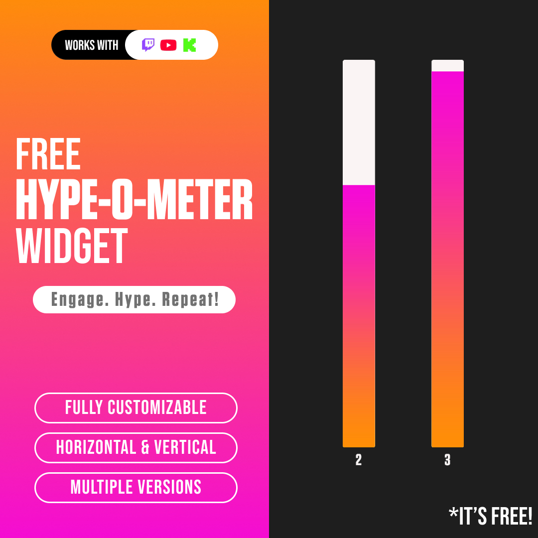 🎯 Free Hype-O-Meter Widget – Can They Handle the Hype? For Twitch, YouTube &amp; Kick!

Turn every follow, sub, donation, and more into pure hype! ⏳ Can your community keep the hype bar full before time runs out? 😎

💥bit.ly/Hype-O-Meter