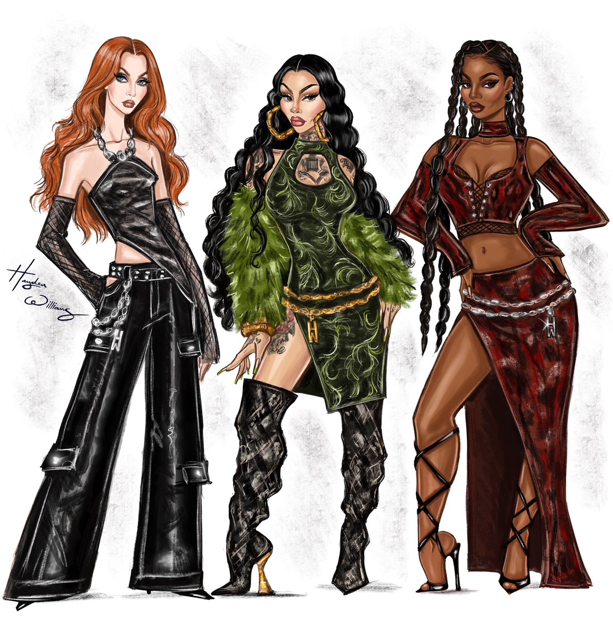 SUGABABES 🖤💚❤️

Siobhán. Mutya. Keisha 

Being British, it’s important to show love to U.K talent, &amp; one of my fave Brit girlbands I grew up listening to, The #SUGABABES are back with an amazing new single #JUNGLE, so I felt inspired to come up with some jungle inspired designs