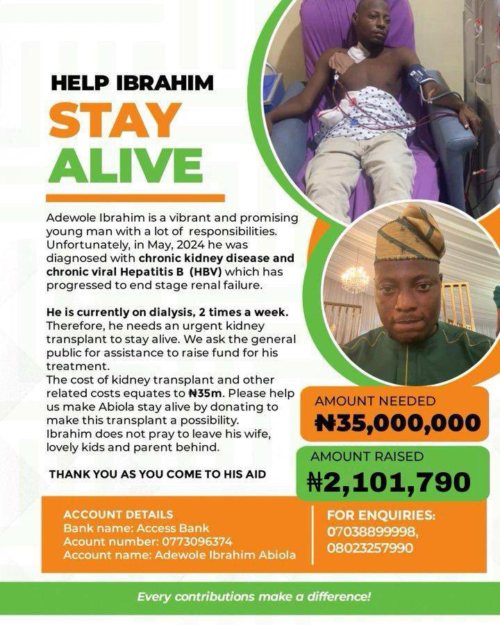 EngrPonleTaiwo's tweet image. Thanks to everyone coming through 2M realized so far .. 33M to go .. please we will appreciate any amount . If you come across this please don’t ignore save a life today .