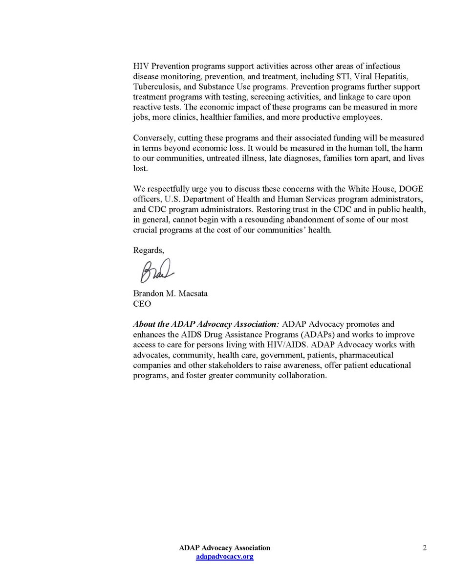 Today, we expressed the following deep concerns to <a href="/SenThomTillis/">Senator Thom Tillis</a> <a href="/SenTedBuddNC/">Senator Ted Budd</a> <a href="/RepRichHudson/">Rep. Richard Hudson</a> <a href="/virginiafoxx/">Virginia Foxx</a> <a href="/RepChuckEdwards/">Congressman Chuck Edwards</a> <a href="/RepDonDavis/">Congressman Don Davis</a> about the reported funding cuts to #CDC #HIV programs, as reported by <a href="/WSJ/">The Wall Street Journal</a>...