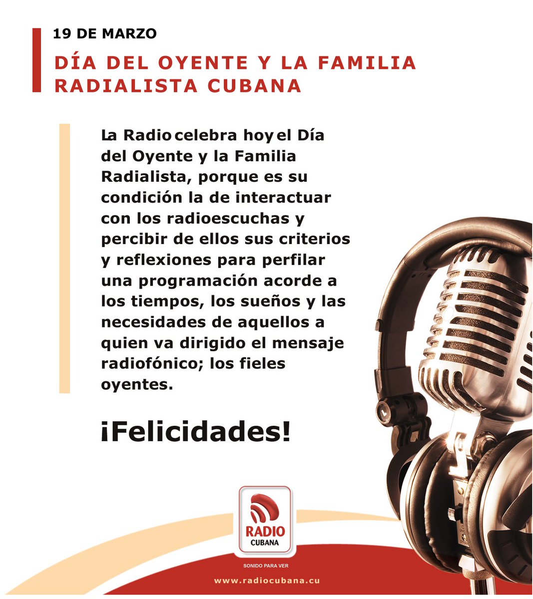 📻 Cada 19 de marzo se celebra en #Cuba el Día del Oyente y la Familia Radialista. La fecha es un homenaje a quienes fieles a la radio viven con su magia, aman y sueñan junto a ella. ¡Felicidades!