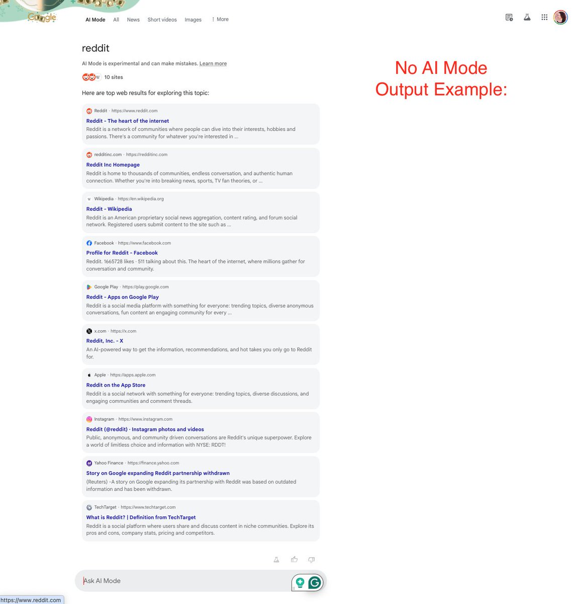 BritneyMuller's tweet photo. Researched Google's New AI Mode So You Don't Have To 🚀

Evaluated hundreds of AI Mode outputs across transactional, navigational, commercial, and informational intents, here's what SEOs and marketers NEED to know:

🔍 It's genuinely AI-powered - the same query "cheap flights" produced seemingly endless variations of output text ranging from 370 to 449 words, with right-sidebar citations varying from 13 to 39 URLs!

📍 Local intent is EVERYWHERE - even for queries where location makes zero sense ("online courses," "subscribe newsletter," and even instances of "youtube login" included unnecessary location context)

🔗 Navigation patterns: Searches for duck duck go, gmail, cnn, youtube, twitter, wikipedia all bypass AI Mode completely, reverting to traditional SERPs with 8-10 blue links.

📊 Commercial & Informational keywords have the longest AI Mode Outputs (looking more like blog posts tbh): "Laptop brands" produced 576 words with 56 citations and "Causes of the French Revolution" produced 512 words with 12 citations. (Reminder: your results will likely differ due to AI variability!)

💥 Inline citations = content marketing goldmine! Interacting with these can inform you and your team with specific insights as to which competitive URLs are bringing what to the table: specific topics, mentions, categories, anecdotes, facts, etc.! Leverage these insights to improve your competing content and fill gaps in your coverage.

🏆 Previously buried page 2 results now occasionally appear as citations - both for queries that produce no AI Mode output (like "Twittter") and for keywords that produce longer citation lists. This is surfacing URLs that were previously hidden beneath featured snippets or pushed to page two.

🖼️ Thumbnail insights: Images get cropped at the centerline to 82x82 px from the most prominent image or on-page headers. URLs without thumbnails stay thumbnail-less until Google finds a usable image. Check your URLs and add relevant, click-worthy images ASAP!

📱 Local Brand winners emerging: Best Buy (if you have one semi-nearby) is crushing it in commercial searches (especially with local intent), while SmartAssist set the record for most blue links within an AI output for "mortgage rates". Note: you'll likely have different locally referenced winners for your area.

🚀 Blue link records: "Lightweight hiking boots reviews" produced the highest amount with 21 blue links (with anchor text) within one AI Mode output (and only 3 right-sidebar citations so majority of these were a high volume of repeat URLs)! Massive opportunity if you can create supporting content for Google to cite within AI Outputs that produce higher in-text citations.

💡 What this means: The rules of SEO are being rewritten. There's a massive opportunity to learn how Google is integrating AI technology and optimize for AI Mode citations before your competitors. 

Previously buried sites now have a fighting chance through:
🔍Evaluating AI output content and topics
🧭Studying citation patterns for your keywords
✍️Revamping content to better compete
📸Adding relevant, eye-catching images (remember they'll be cropped square at the center!)

Want to dive deeper? My Actionable AI for Marketers Course starts next week with early access to my Chrome extension to help track AI Mode patterns. Get hands-on with specific AI marketing workflows and put them into action early to maximize your impact!
#GoogleAI #Marketing #SEO #DigitalMarketing #SearchMarketing #AIStrategy