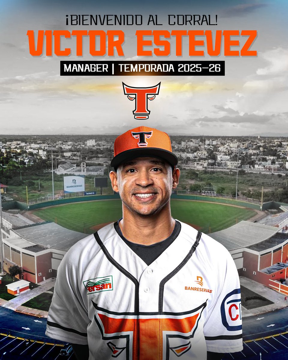 ¡Bienvenido al Corral de los Toros <a href="/VictorEstevez08/">Lic. Victor Estevez Cruz</a>!
Víctor Estévez será nuestro mánager para la temporada 2025-26. 🐂🧡 Estevez lideró a los Leones del Escogido al Round Robin con 26 triunfos y ha sido coach en Águilas y Gigantes.