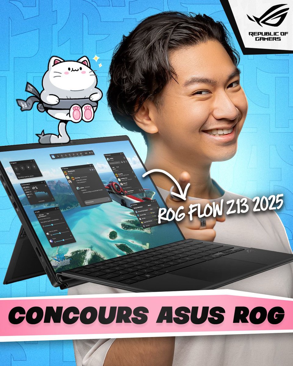 Henry Tran (@superhenrytran) on Twitter photo 📣 JEU CONCOURS 📣
Grâce à <a href="/ASUS_ROG_FR/">ROG France</a>, on vous fait gagner un ROG Flow Z13 2025 ! 💻⚡️
Un PC ultra-portable, puissant et innovant, parfait pour jouer et créer sans compromis.
Pour tenter votre chance :
🎁 RT ce tweet
🎁 Follow <a href="/ASUS_ROG_FR/">ROG France</a> & <a href="/superhenrytran/">Henry Tran</a>
📅 Fin du 📣 JEU CONCOURS 📣
Grâce à <a href="/ASUS_ROG_FR/">ROG France</a>, on vous fait gagner un ROG Flow Z13 2025 ! 💻⚡️
Un PC ultra-portable, puissant et innovant, parfait pour jouer et créer sans compromis.
Pour tenter votre chance :
🎁 RT ce tweet
🎁 Follow <a href="/ASUS_ROG_FR/">ROG France</a> & <a href="/superhenrytran/">Henry Tran</a>
📅 Fin du