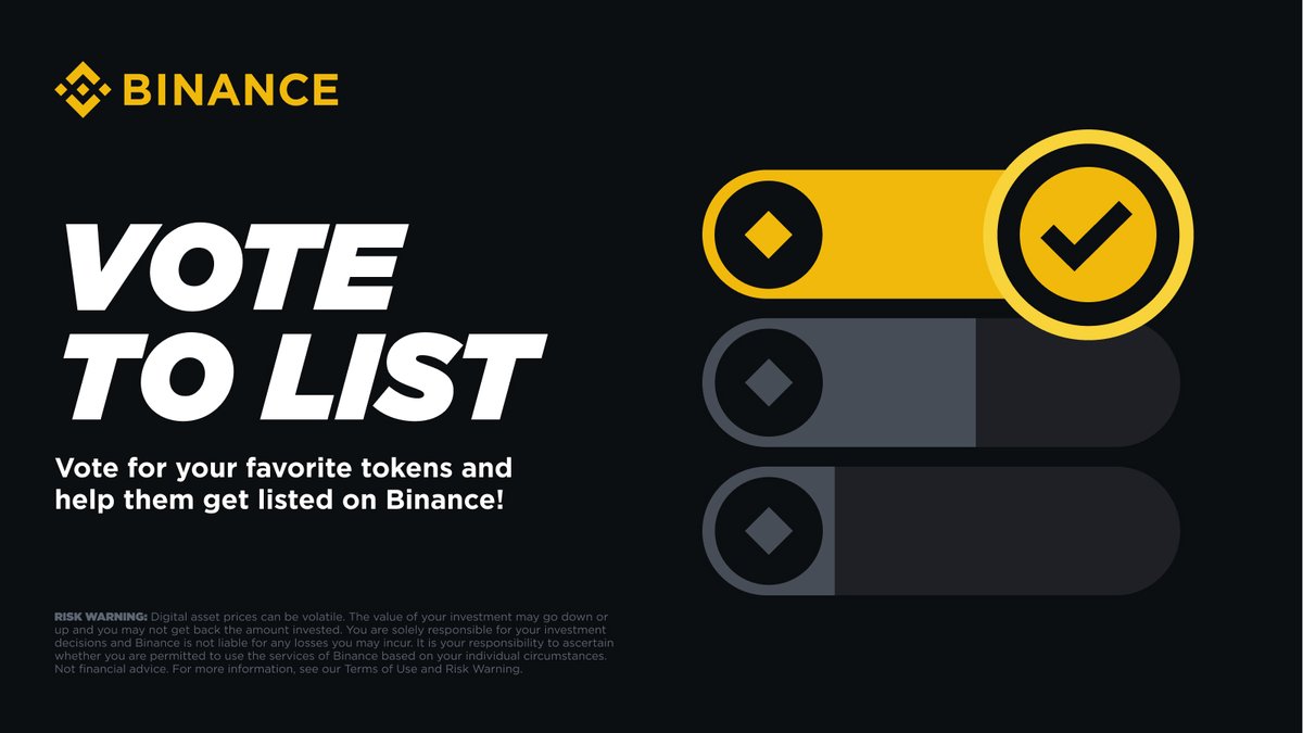 You asked for it, we made it happen!

#Binance is excited to launch the first-ever Vote to List round, featuring BNB Smart Chain-Exclusive tokens! 

Your voice matters – start casting your votes in the next 30 minutes and help shape the future of token listings! Find out more ⤵️