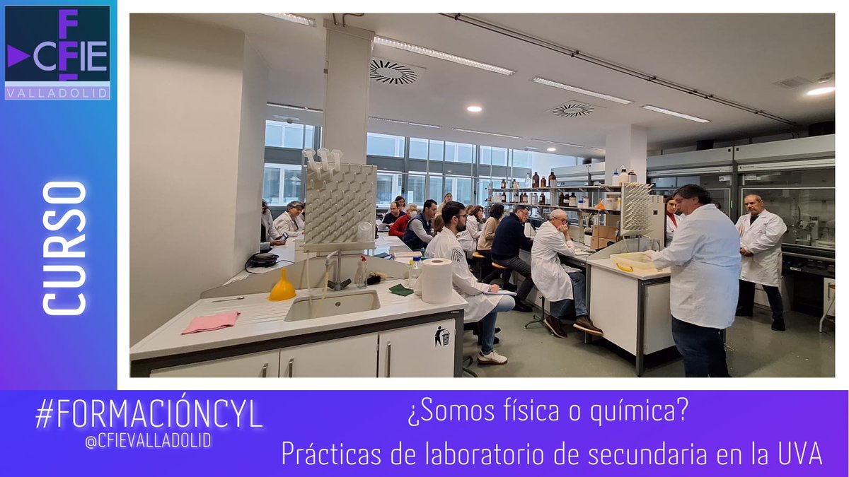 Segunda sesión del curso ¿somos física o química?
🧪👩‍🔬 Curso práctico en los laboratorios de la #UVA con  <a href="/CeledonioAlvare/">Celedonio Alvarez</a>
Los profesores de laboratorio de ciencias experimentan y sacan ideas nuevas que llevar a sus laboratorios.🌟 #InnovaCyl #CienciaDivertida 
<a href="/educacyl/">Educación JCyL</a>
