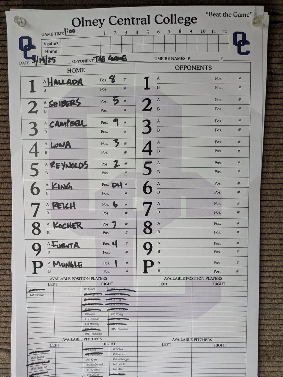 Home Game Day!  Knights host Vincennes, first pitch 1pm. Check out the live stream or follow on Game Changer. #occbsb #beatthegame  #pushtherock