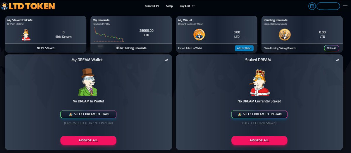 Hey #SHIBARMY 🫵

This message is for all the $SHIB Dream NFT holders on #SHIBARIUM. 

You are now able to stake your DREAM NFT's at dream.ltdtoken.com to earn $LTD tokens on the Shibarium L2.

A special thank you and shoutout to <a href="/ChewySwap/">Chewy</a> for creating this for the
