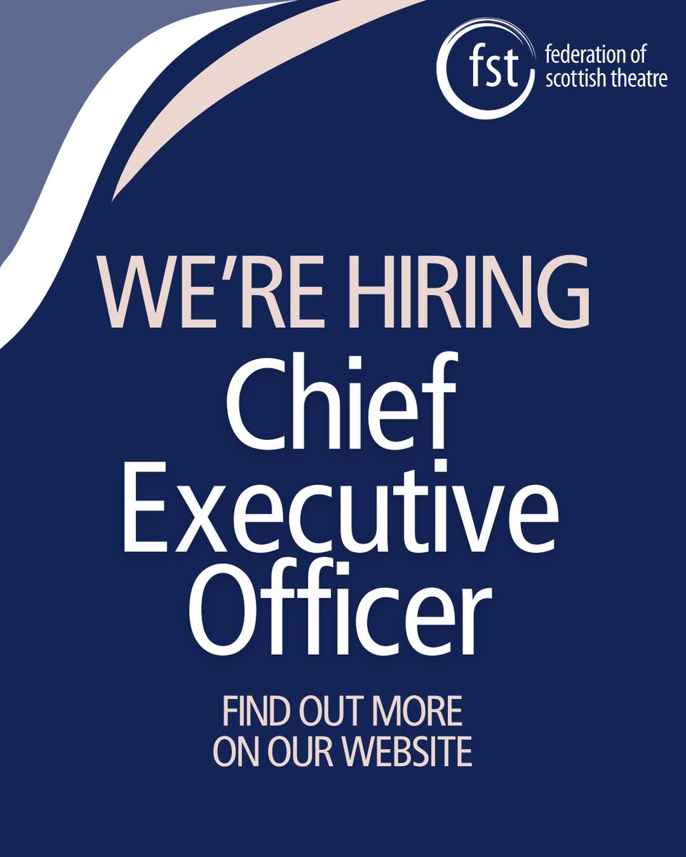Are you passionate about the transformational power of the arts? Are you an experienced communicator? Do you work well leading a team to accomplish a wider vision? Then you might be the perfect fit for our next CEO!

Find the full recruitment pack here: scottishtheatre.org/about/join-our…