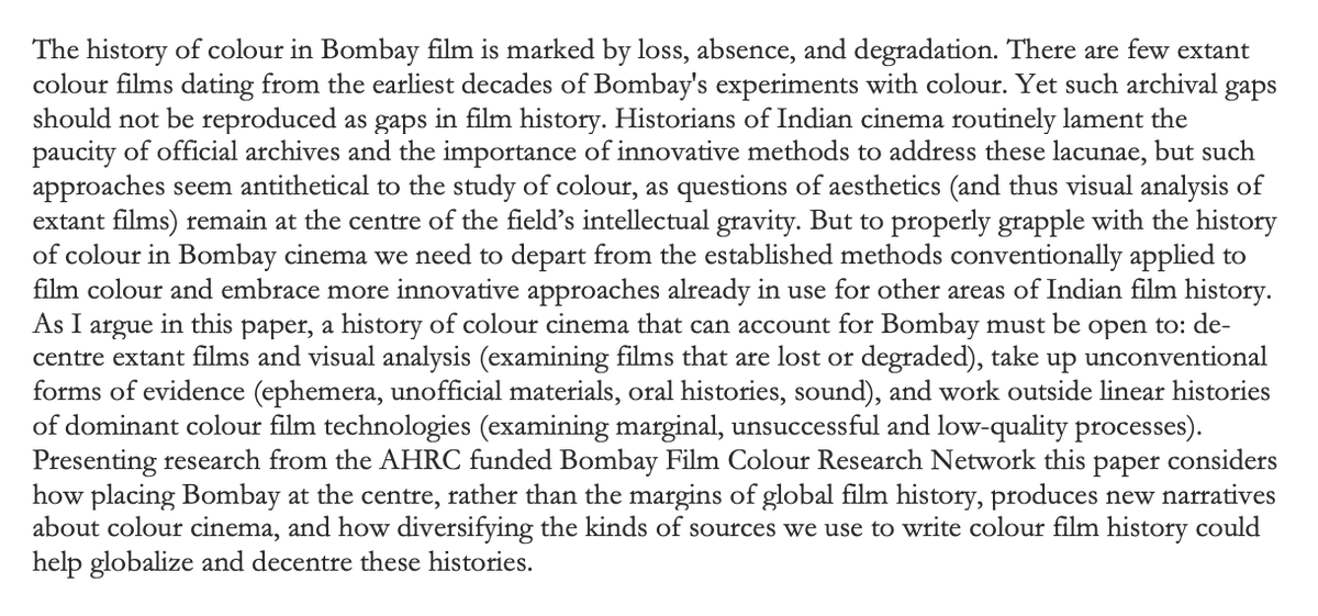 For our next research seminar, on Tuesday 25th March, we will be welcoming Dr Kirsty Sinclair Dootson (<a href="/ucl/">UCL</a>) who will give a talk titled "A History of Colour Cinema that Can Account for Bombay." Please do join us at 4pm in Lecture Theatre B (Avenue Campus). Abstract below:
