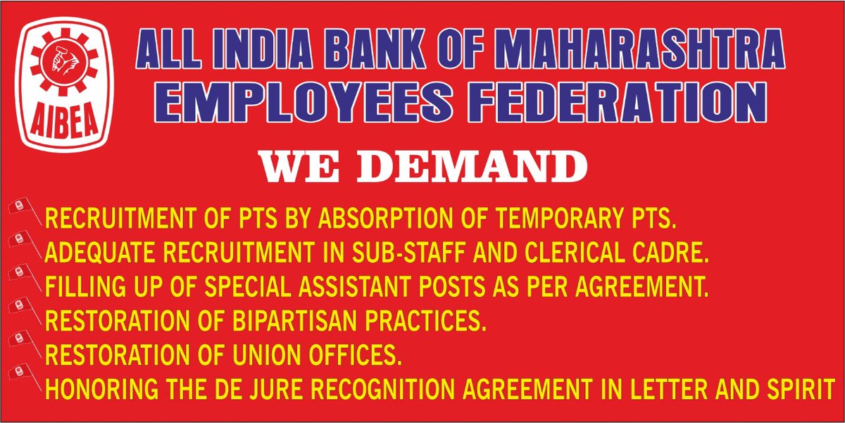 Pravinvmahajan (@pravinvmahajan2) on Twitter photo Strike in <a href="/mahabank/">Bank of Maharashtra</a> on 20 March 2025
<a href="/ChVenkatachalam/">CH VENKATACHALAM</a> <a href="/DFS_India/">DFS</a> <a href="/LabourMinistry/">Ministry of Labour & Employment, GoI</a> <a href="/PMOIndia/">PMO India</a> <a href="/DevidasTul23568/">Devidas Tuljapurkar</a> <a href="/alashshukla/">Alankrit Shukla</a> <a href="/AnupamConnects/">Anupam | अनुपम</a> <a href="/htTweets/">Hindustan Times</a> <a href="/kanalmedia23/">Kanal Banking</a> <a href="/lokmat/">Lokmat</a> <a href="/timesofindia/">The Times Of India</a> <a href="/UFBUPUNE/">United Forum Of Bank Unions</a> <a href="/UFBUIndia/">United Forum of Bank Unions</a> <a href="/AIBEA/">AIBEA</a> Strike in <a href="/mahabank/">Bank of Maharashtra</a> on 20 March 2025
<a href="/ChVenkatachalam/">CH VENKATACHALAM</a> <a href="/DFS_India/">DFS</a> <a href="/LabourMinistry/">Ministry of Labour & Employment, GoI</a> <a href="/PMOIndia/">PMO India</a> <a href="/DevidasTul23568/">Devidas Tuljapurkar</a> <a href="/alashshukla/">Alankrit Shukla</a> <a href="/AnupamConnects/">Anupam | अनुपम</a> <a href="/htTweets/">Hindustan Times</a> <a href="/kanalmedia23/">Kanal Banking</a> <a href="/lokmat/">Lokmat</a> <a href="/timesofindia/">The Times Of India</a> <a href="/UFBUPUNE/">United Forum Of Bank Unions</a> <a href="/UFBUIndia/">United Forum of Bank Unions</a> <a href="/AIBEA/">AIBEA</a>