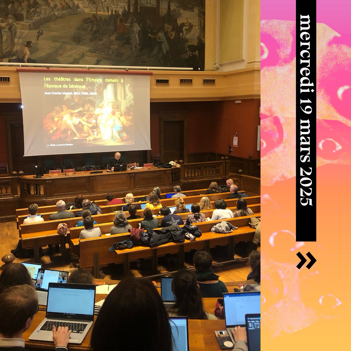 rdv_antiquite's tweet photo. 🔶 LCA | PNF🔸Retour sur cette première journée des Rendez-vous de l'Antiquité qui s'achève par la conférence de Jean-Charles Moretti "Les théâtres dans l'Empire romain à l'époque de Sénèque" 👈 @festivallatingrec @education_gouv @universitelyon2 @univjeanmonnet https://t.co/K5nfc3X7UY