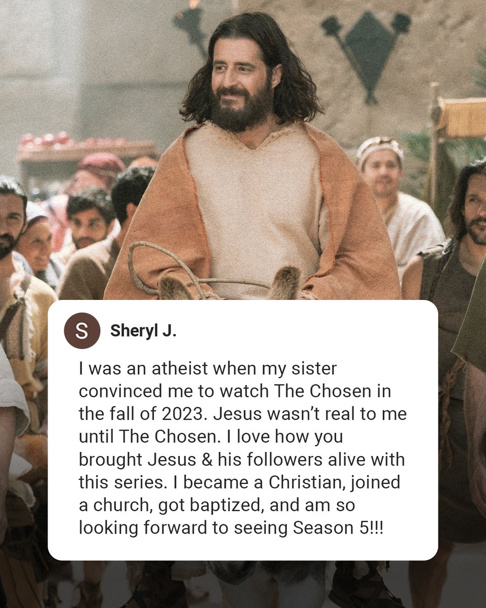 thechosentv's tweet image. Sheryl, your story made our day. Thanks for sharing.