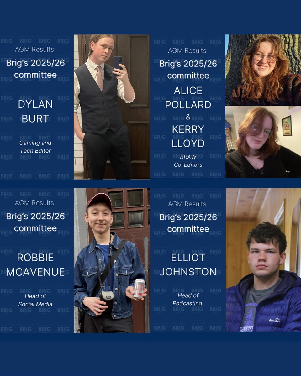 brignewspaper's tweet photo. Meet Brig’s 2025/2026 committee!

The team are so excited for June 1 to roll around so they can start their positions.

Before then, the current committee have lots planned for the remainder of the academic year. 

Exciting times coming at Brig- keep your eyes peeled! https://t.co/9waa3y2keP