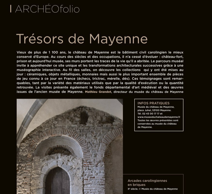 #PRESSE
Ce mois-ci, <a href="/ArcheologiaMag/">Archéologia</a> consacre son ARCHÉOfolio au <a href="/museemayenne/">MuséechâteauMayenne</a> . 🏰
Découvrez plus de 1100 ans d'histoire en vous procurant le magazine n°640 du mois de mars !
👉tinyurl.com/22b9buh9 

Crédit © <a href="/EditionsFaton/">Éditions Faton</a>

<a href="/Mayenne_Ville/">Ville de Mayenne</a>
#archéologie #histoire #patrimoine