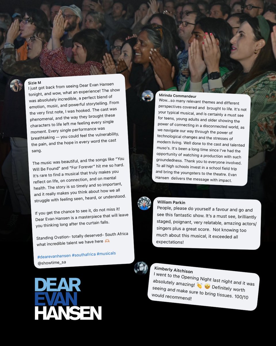 showtime_sa's tweet image. “Dear Evan Hansen is a masterpiece that stays with you long after the curtain falls.” 👕

Jo’burg, this unforgettable production is touching hearts every night, catch it at @MONTECASINOZA until 6 April - bit.ly/DEHJHB

#DearEvanHansenSA #YouWillBeFound #ItsShowtimeSA