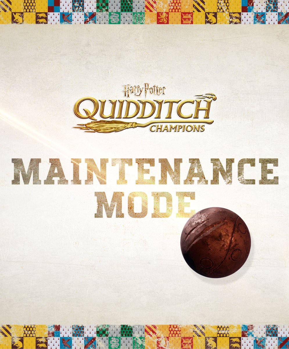 Harry Potter: Quidditch Champions (@quidditchgame) on Twitter photo #QuidditchChampions is now in Maintenance Mode! We'll let you know when you're clear to get back on the pitch! #QuidditchChampions is now in Maintenance Mode! We'll let you know when you're clear to get back on the pitch!