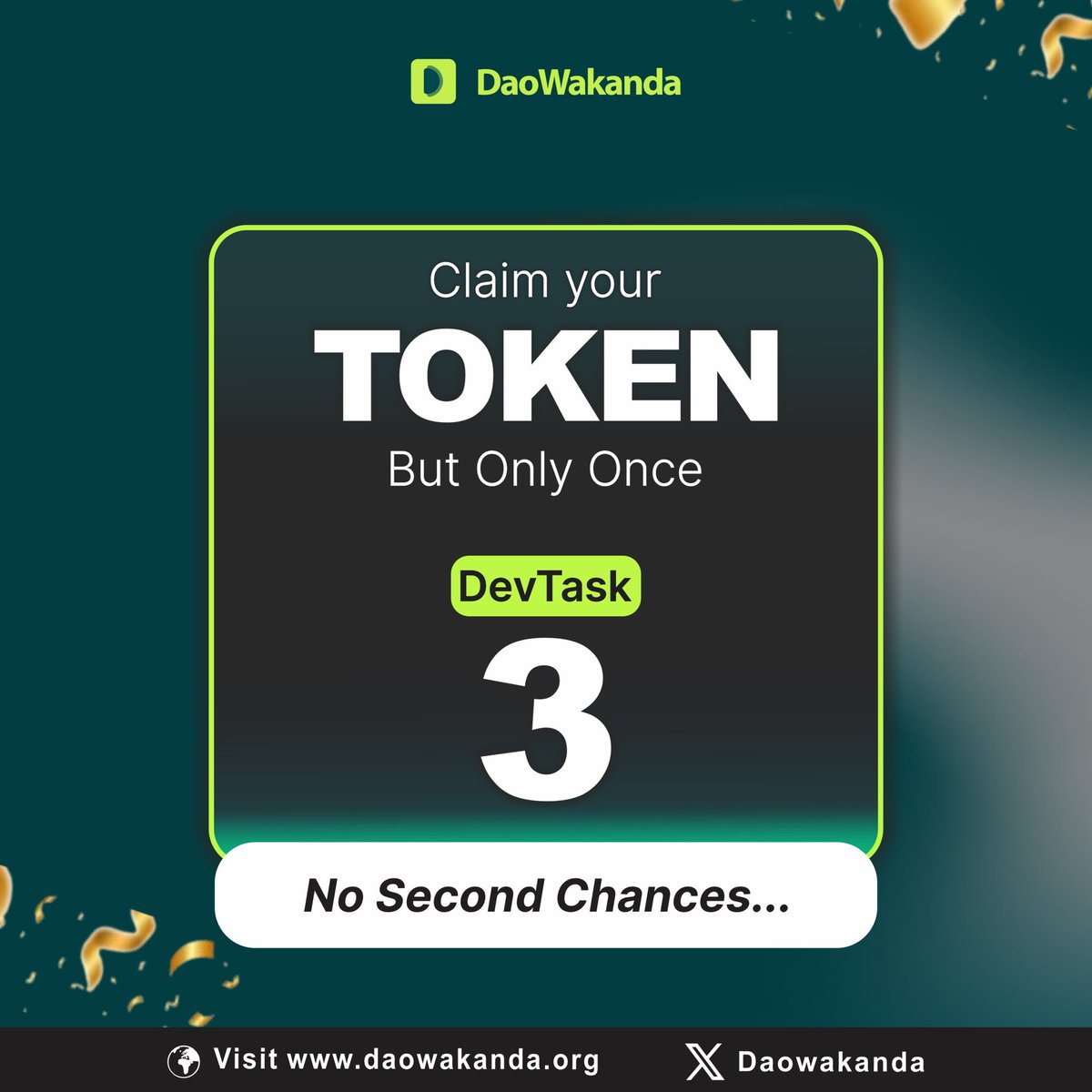 DaoWakanda's tweet image. Dev Task 3 is LIVE! 🚨

🔹 "Claim your token, but only once!"
🔹 A challenge for true builders. Are you ready?

⚡ Solve to Earn!
🔗 Start here 👉 daowakanda.org/developers/67d…

#NoSecondChance #AlgoDevs
#Learn2Earn #Developers