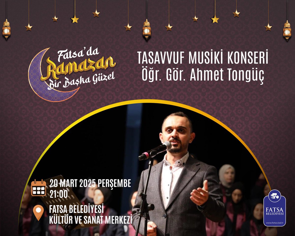Yarın akşam saat 21.00 da Fatsa Kültür Merkezinde gerçekleştireceğimiz Tasavvuf Musikisi Konserine tüm dostları bekleriz..