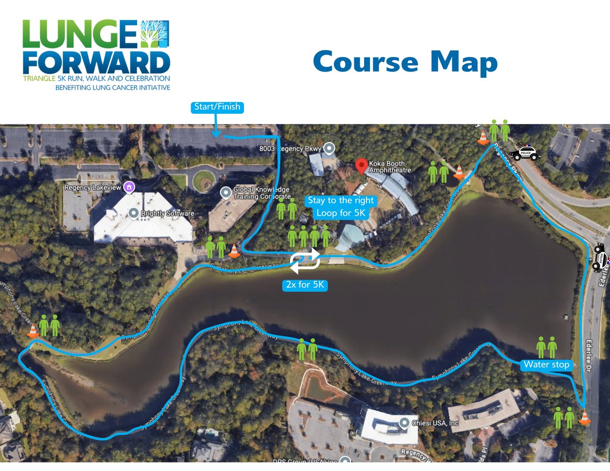 Are you ready for the LUNGe Forward 5k Run, Walk, &amp; Celebration THIS SATURDAY?! 😎Check out this on-site course map and sign up now: Triangle.LUNGeForward.org
