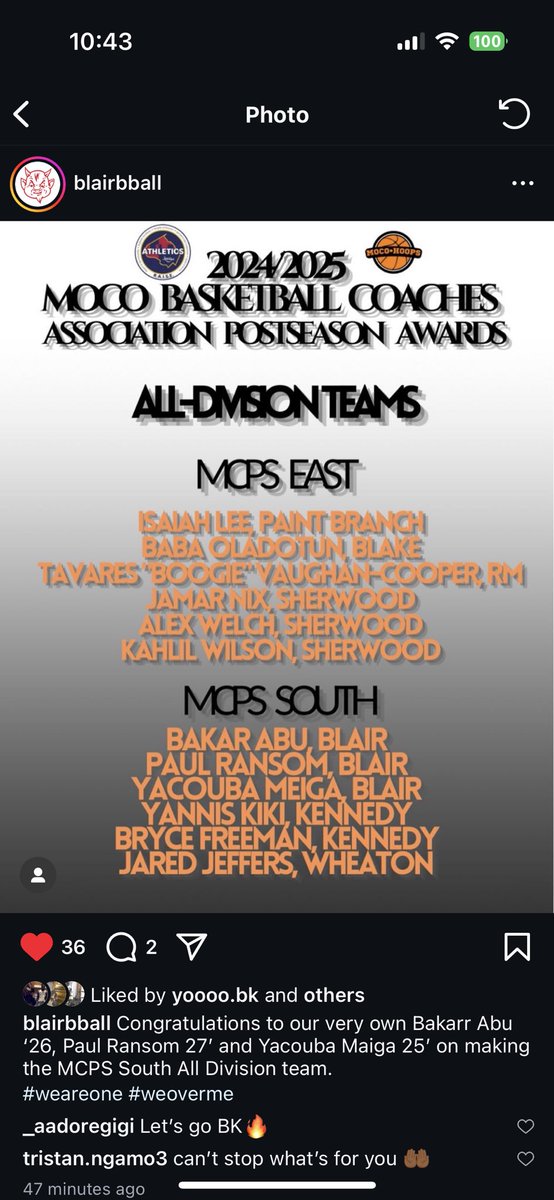 Blessed to be named on the south division team #weoverme