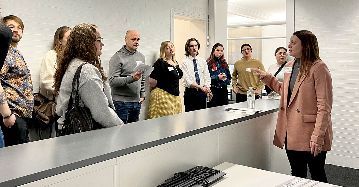 Alliiance_'s tweet photo. Alliiance welcomed architecture and interior design students to our Minneapolis headquarters for an office walk-through and networking event. Thanks to everyone who joined us to learn more about the firm and get a behind-the-scenes look at current projects!

#StudentEvent #Design https://t.co/FTTtpkV2oE