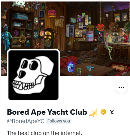 I got a follow today from the BEST club on the Internet!  Wahoooooooo!!   <a href="/BoredApeYC/">Bored Ape Yacht Club 🍌</a> !