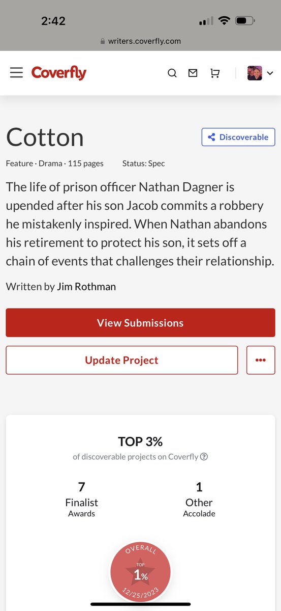 COTTON - Shawshank Redemption meets Million Dollar Baby. 

 #ScreenPit <a href="/Coverfly/">Coverfly</a> #Drama #Family #Crime

Top 10 Winner <a href="/Scriptapalooza1/">Scriptapalooza</a> 2023!
Top 100 Semifinalist. Launchpad
Top 1% COVERFLY 2023, (Top 3% current)