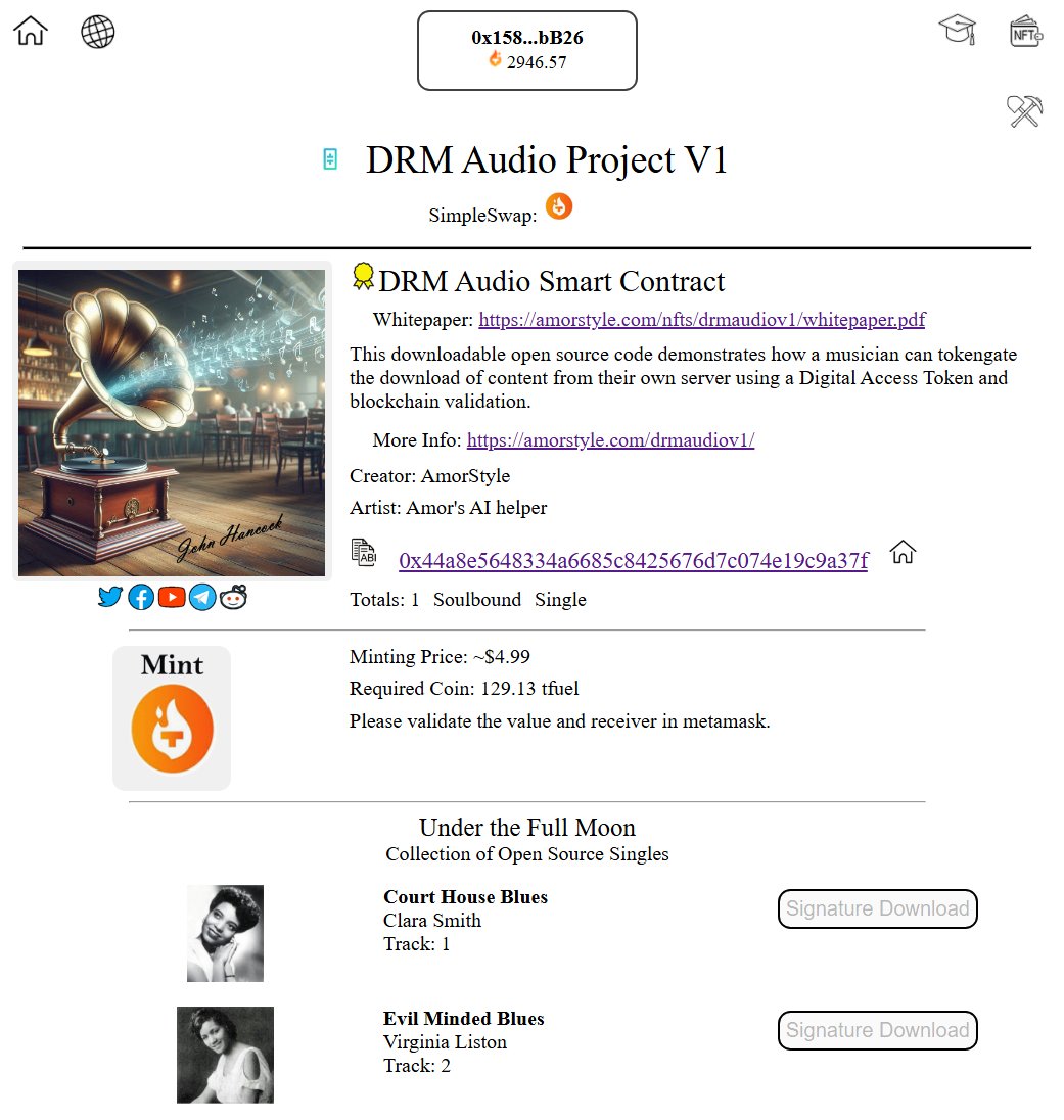 Just posted more open source code for the #SeleneNetwork. This code demonstrates how a musician can token-gate music on their own server.

amorstyle.com/nfts/drmaudiov…