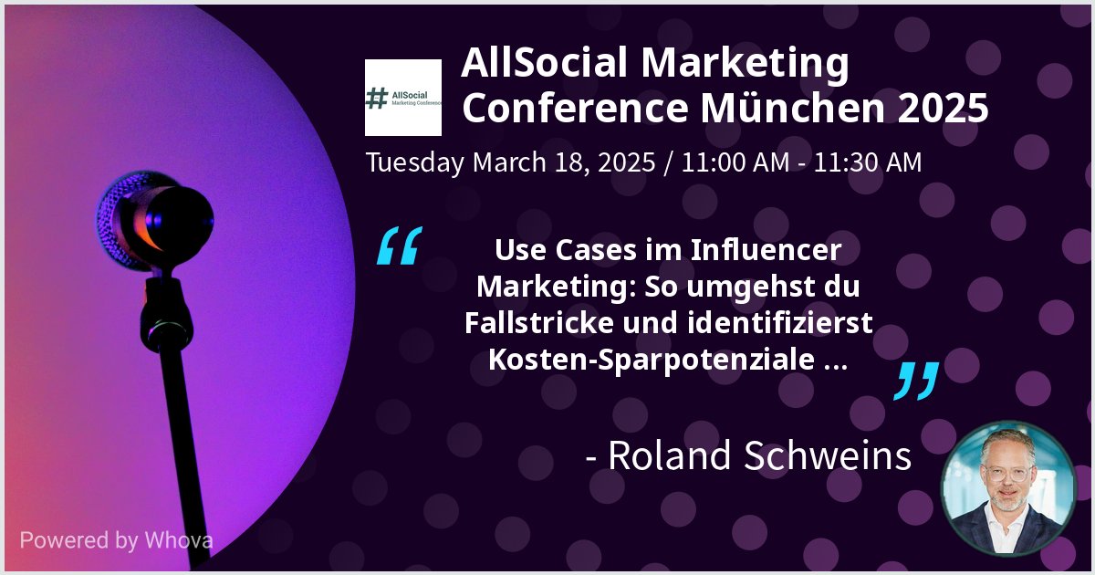 I am speaking at AllSocial Marketing Conference München 2025. Please check out my talk if you're attending the event!  - via #Whova event app