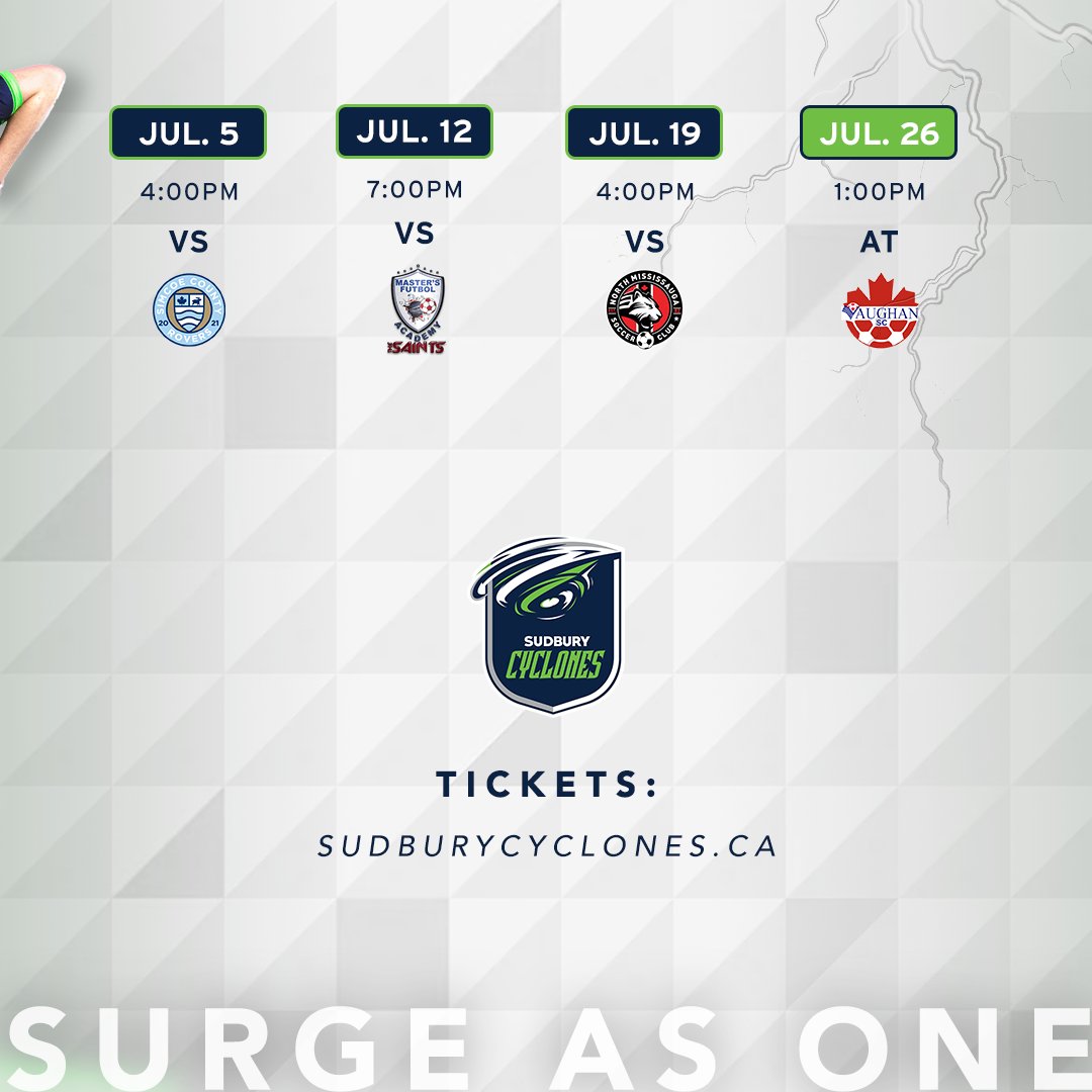 The Cyclones U21 Women's team hits the pitch in League2 Ontario starting in April 🌀

Get your Season Membership, support all three Cyclones teams this summer and SURGE AS ONE! 

🎟️: sudburycyclones.ca
#SurgeAsOne