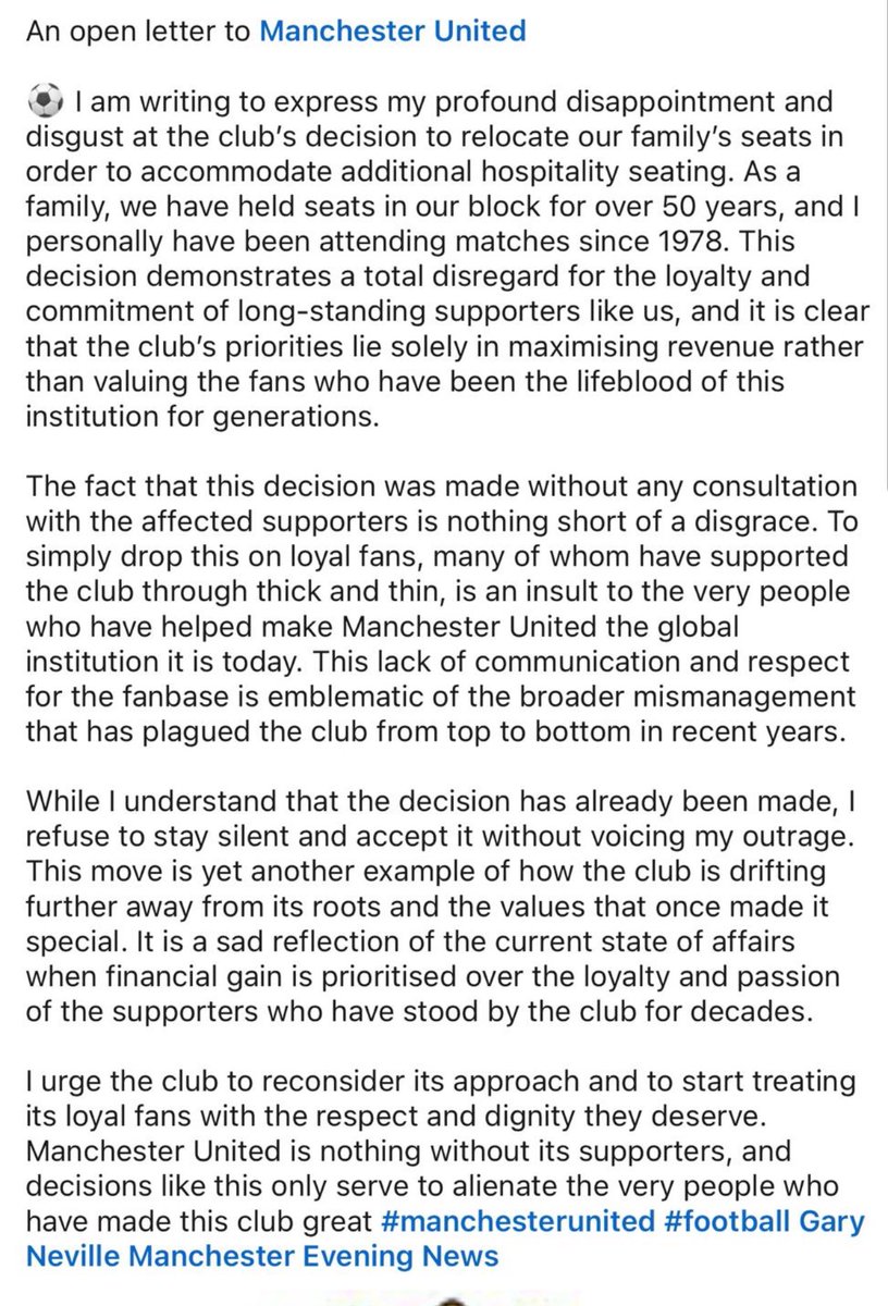 An open later to <a href="/ManUtd/">Manchester United</a> - a disgrace how they have treated supporters #MUFC <a href="/MU_ST/">MUST | Manchester United Supporters Trust</a> <a href="/barneyrednews/">Barney @Red News</a> <a href="/RedIssue/">Red Issue</a> <a href="/UtdDistrict/">UtdDistrict</a> <a href="/UnitedStandMUFC/">The United Stand</a> <a href="/ManUtdMEN/">Man United News</a>