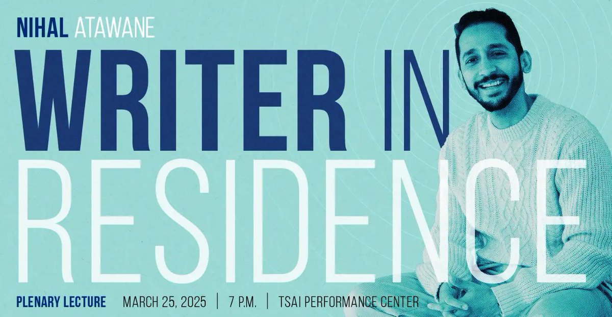 Michael Dowding (@mgdowding) on Twitter photo The <a href="/COMatBU/">College of Communication, Boston University</a> community can't wait for next week's visit from the 2025 Writer in Residence, Nihal Atawane. Join us for his plenary lecture - details here: bu.edu/tsai/visit/cal… #2025CM331 The <a href="/COMatBU/">College of Communication, Boston University</a> community can't wait for next week's visit from the 2025 Writer in Residence, Nihal Atawane. Join us for his plenary lecture - details here: bu.edu/tsai/visit/cal… #2025CM331