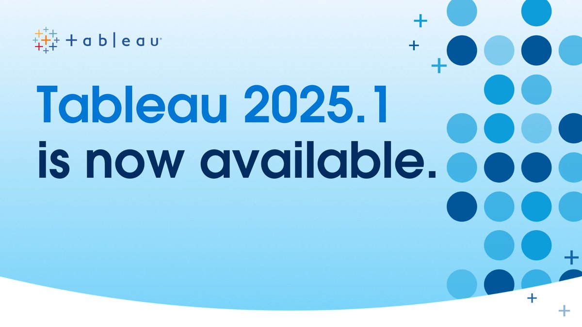 Tableau 2025.1 is now available! 🙌 

Learn about all the latest Tableau features: tabsoft.co/41F7oWp