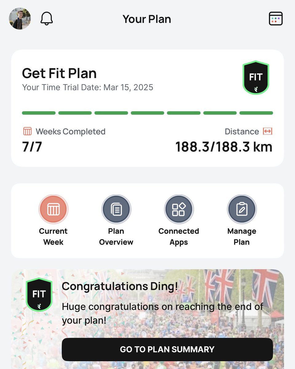 Happy to share I’ve completed my first <a href="/runna/">Runna</a> plan! 🎉 Structured training gave me balance and flexibility, which was so important for me this year with my training.

Try Runna for two free weeks with my code DINGRUNNA!

#Runna #RunningGoals